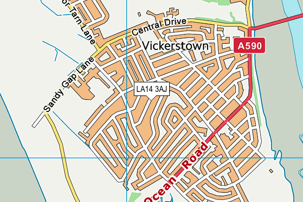 LA14 3AJ map - OS VectorMap District (Ordnance Survey)