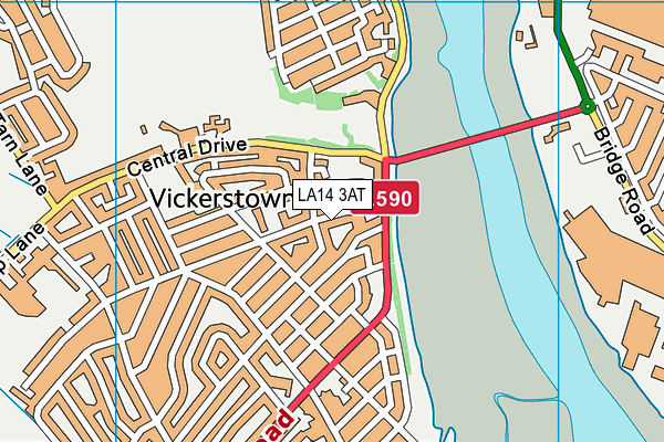 LA14 3AT map - OS VectorMap District (Ordnance Survey)