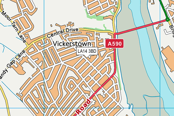 LA14 3BD map - OS VectorMap District (Ordnance Survey)