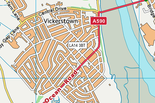 LA14 3BT map - OS VectorMap District (Ordnance Survey)