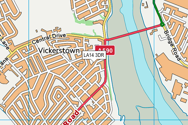 LA14 3DR map - OS VectorMap District (Ordnance Survey)