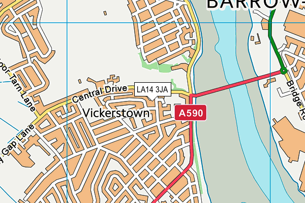 LA14 3JA map - OS VectorMap District (Ordnance Survey)