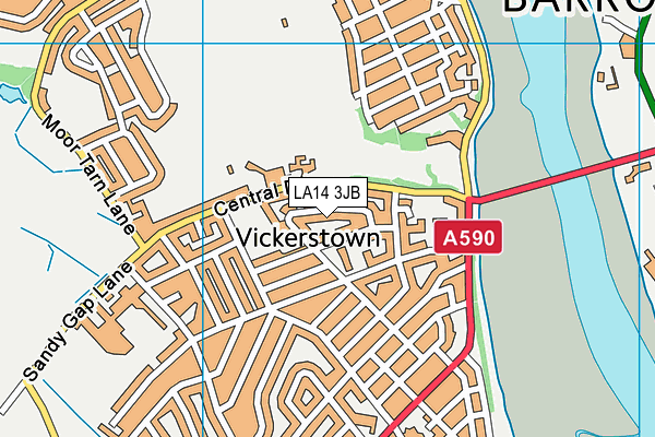 LA14 3JB map - OS VectorMap District (Ordnance Survey)