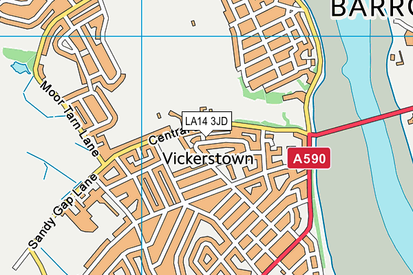 LA14 3JD map - OS VectorMap District (Ordnance Survey)