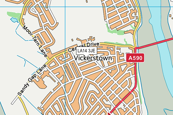 LA14 3JE map - OS VectorMap District (Ordnance Survey)