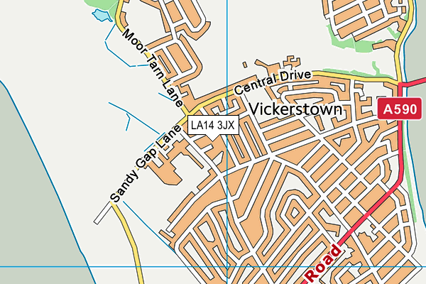 LA14 3JX map - OS VectorMap District (Ordnance Survey)