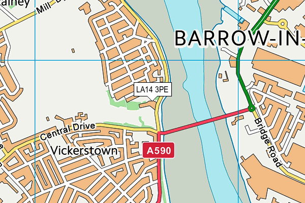 LA14 3PE map - OS VectorMap District (Ordnance Survey)