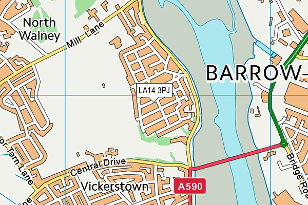 LA14 3PJ map - OS VectorMap District (Ordnance Survey)