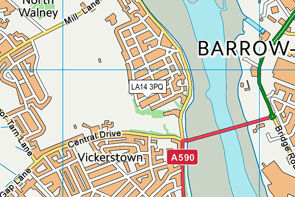 LA14 3PQ map - OS VectorMap District (Ordnance Survey)
