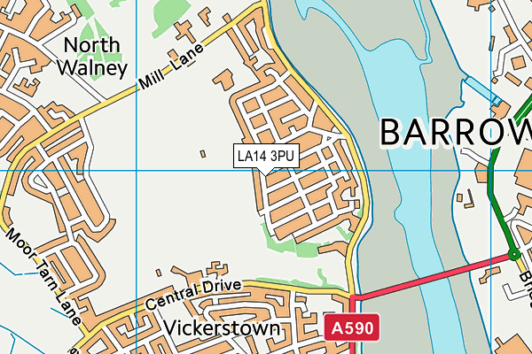 LA14 3PU map - OS VectorMap District (Ordnance Survey)