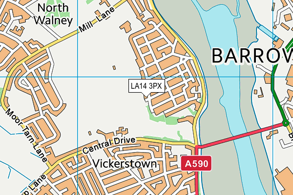 LA14 3PX map - OS VectorMap District (Ordnance Survey)