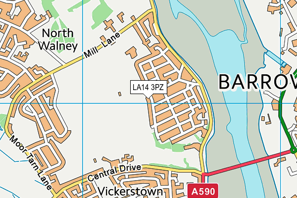 LA14 3PZ map - OS VectorMap District (Ordnance Survey)