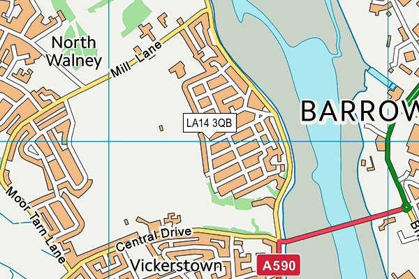 LA14 3QB map - OS VectorMap District (Ordnance Survey)