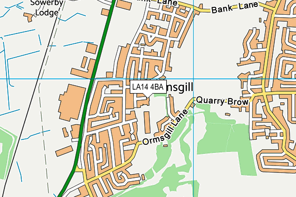 LA14 4BA map - OS VectorMap District (Ordnance Survey)