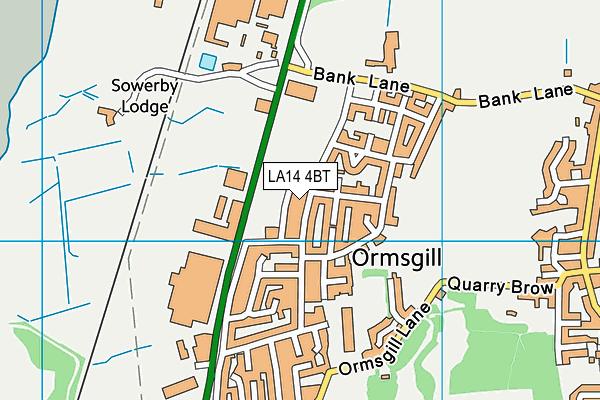 LA14 4BT map - OS VectorMap District (Ordnance Survey)