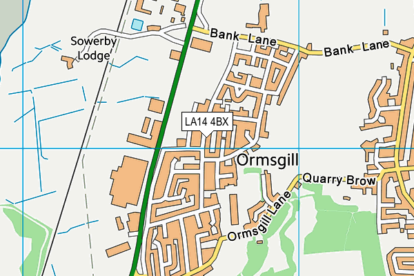 LA14 4BX map - OS VectorMap District (Ordnance Survey)
