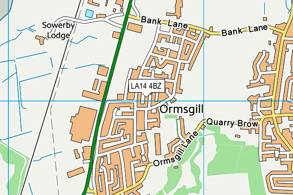 LA14 4BZ map - OS VectorMap District (Ordnance Survey)