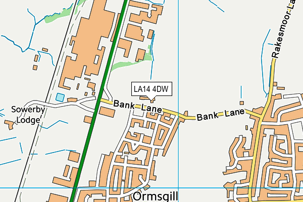 LA14 4DW map - OS VectorMap District (Ordnance Survey)