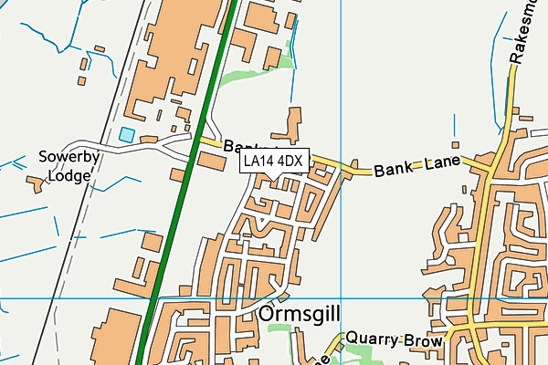 LA14 4DX map - OS VectorMap District (Ordnance Survey)