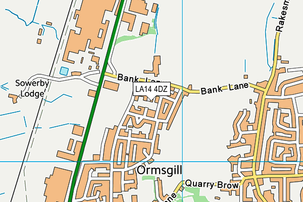 LA14 4DZ map - OS VectorMap District (Ordnance Survey)
