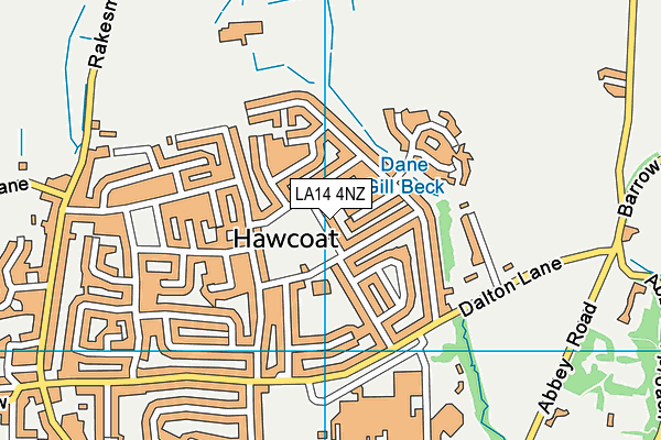 LA14 4NZ map - OS VectorMap District (Ordnance Survey)