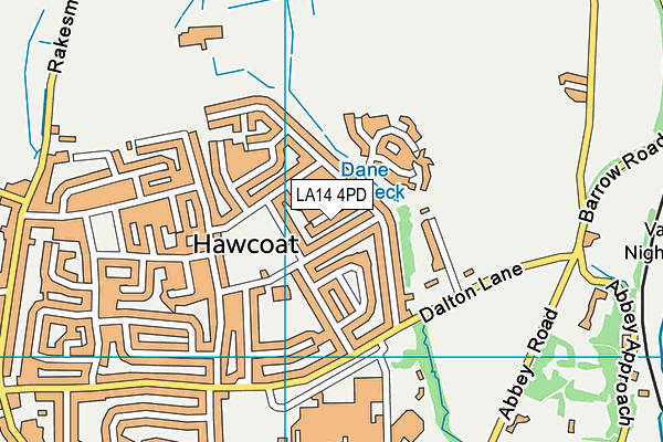 LA14 4PD map - OS VectorMap District (Ordnance Survey)