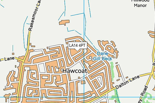 LA14 4PT map - OS VectorMap District (Ordnance Survey)
