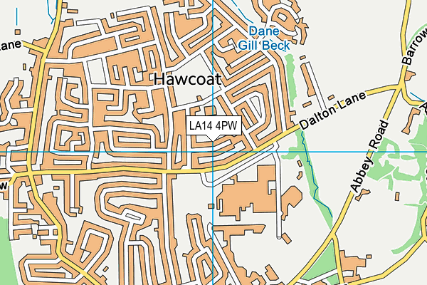 LA14 4PW map - OS VectorMap District (Ordnance Survey)