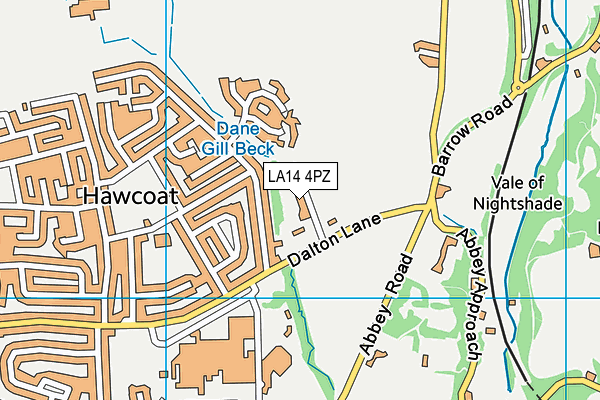 LA14 4PZ map - OS VectorMap District (Ordnance Survey)
