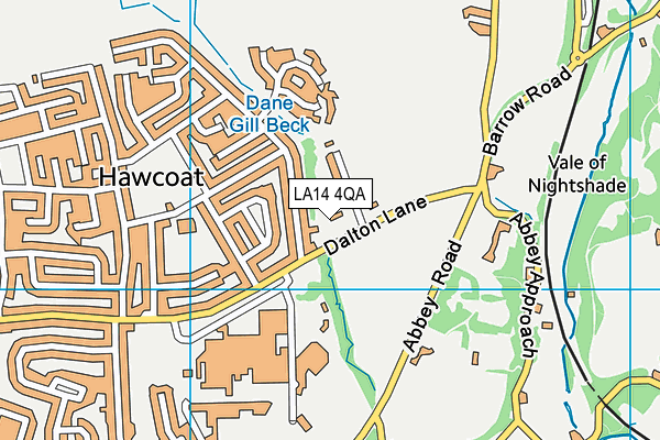LA14 4QA map - OS VectorMap District (Ordnance Survey)