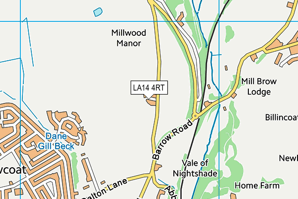 LA14 4RT map - OS VectorMap District (Ordnance Survey)