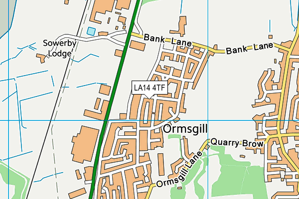 LA14 4TF map - OS VectorMap District (Ordnance Survey)