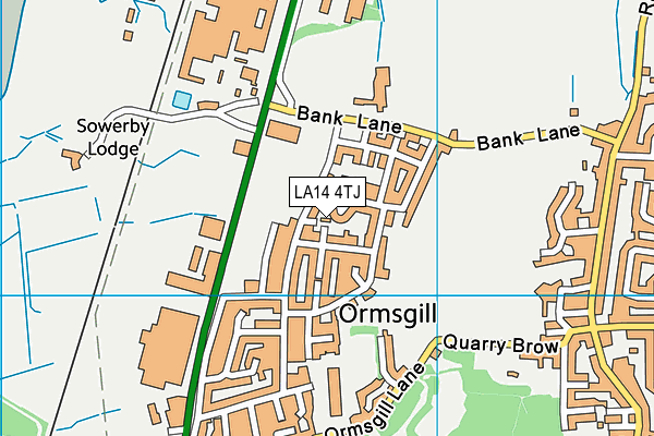 LA14 4TJ map - OS VectorMap District (Ordnance Survey)