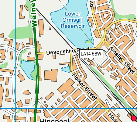 LA14 5BW map - OS VectorMap District (Ordnance Survey)