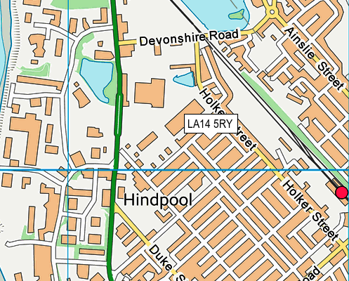 LA14 5RY map - OS VectorMap District (Ordnance Survey)