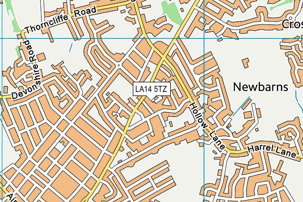 LA14 5TZ map - OS VectorMap District (Ordnance Survey)