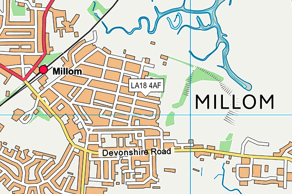 Millom St James  map (LA18 4AF) - OS VectorMap District (Ordnance Survey)
