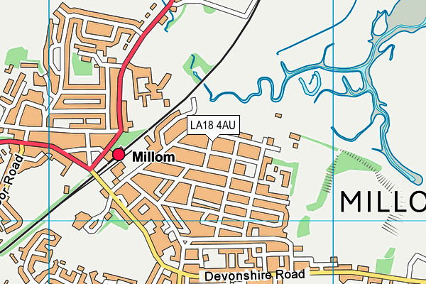 LA18 4AU map - OS VectorMap District (Ordnance Survey)