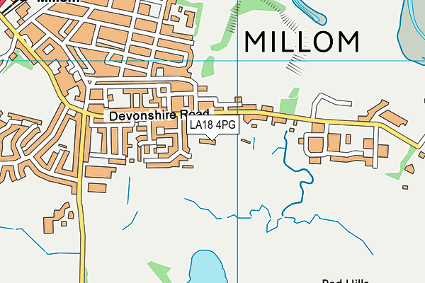 Millom Rugby League Football Club map (LA18 4PG) - OS VectorMap District (Ordnance Survey)