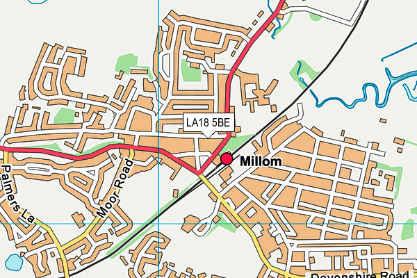 LA18 5BE map - OS VectorMap District (Ordnance Survey)