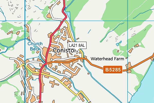 Coniston CofE Primary School map (LA21 8AL) - OS VectorMap District (Ordnance Survey)