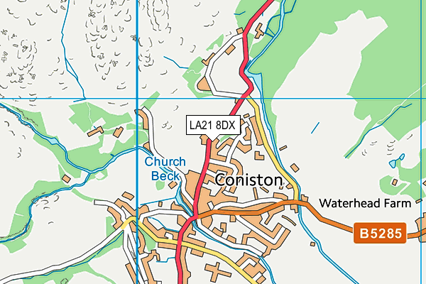 Coniston Sports Field map (LA21 8DX) - OS VectorMap District (Ordnance Survey)