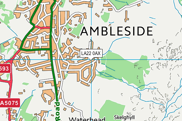 LA22 0AX map - OS VectorMap District (Ordnance Survey)