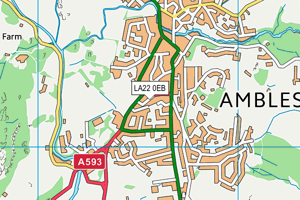 LA22 0EB map - OS VectorMap District (Ordnance Survey)