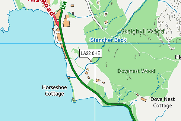 LA22 0HE map - OS VectorMap District (Ordnance Survey)