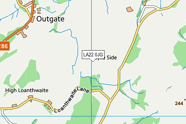 LA22 0JG map - OS VectorMap District (Ordnance Survey)