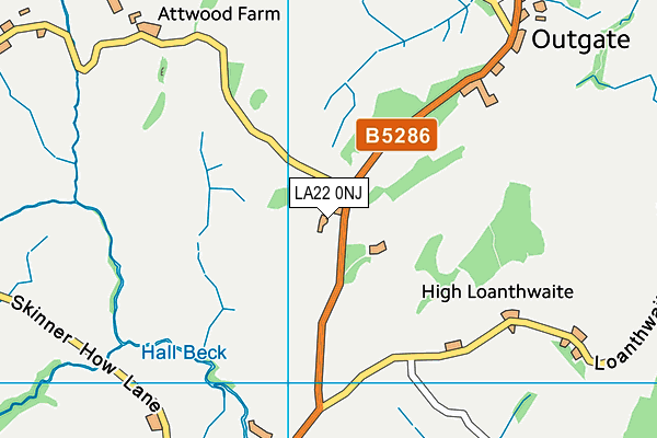 LA22 0NJ map - OS VectorMap District (Ordnance Survey)