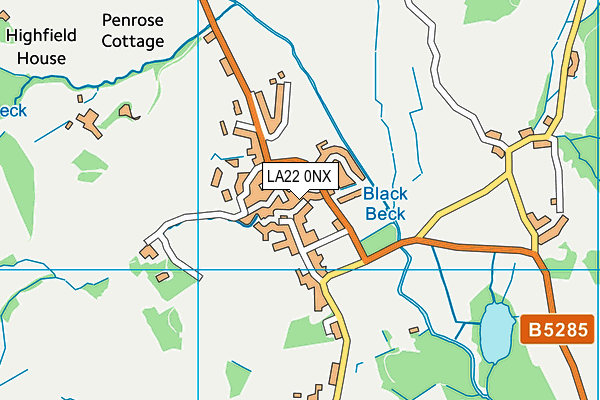 LA22 0NX map - OS VectorMap District (Ordnance Survey)