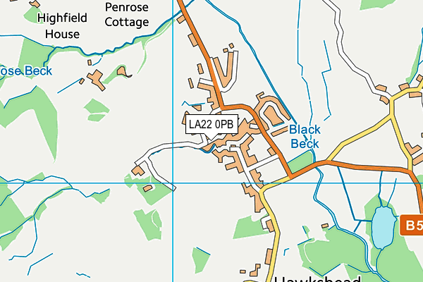 LA22 0PB map - OS VectorMap District (Ordnance Survey)