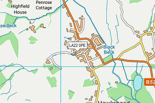 LA22 0PE map - OS VectorMap District (Ordnance Survey)